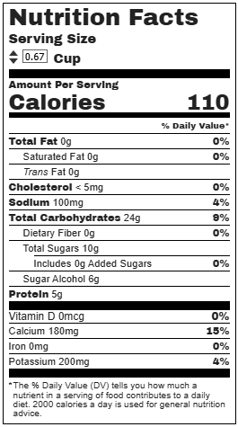 No Sugar Added nutrition label